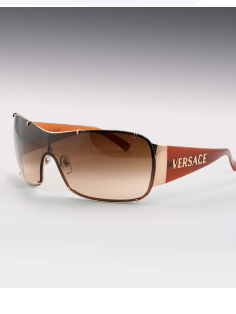 Versace Vintage VE 2057 Brown Gradient Shield Sunglasses